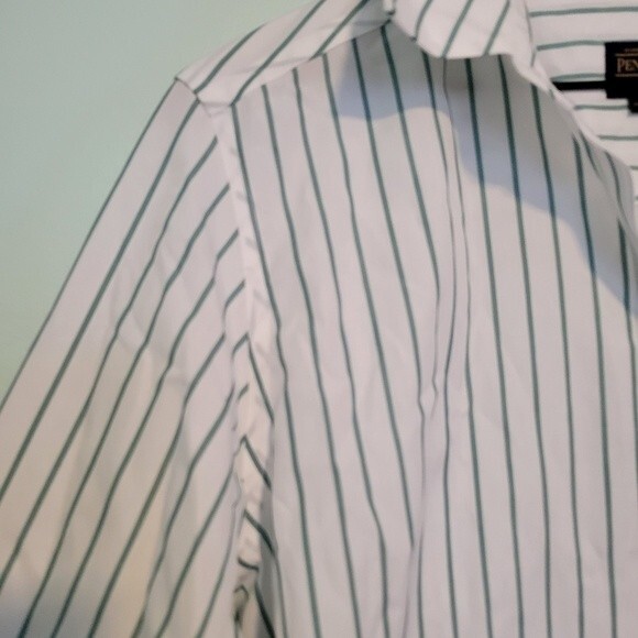 Pendleton White & Green Stripe Button Up Top Size 18 - Picture 3 of 6